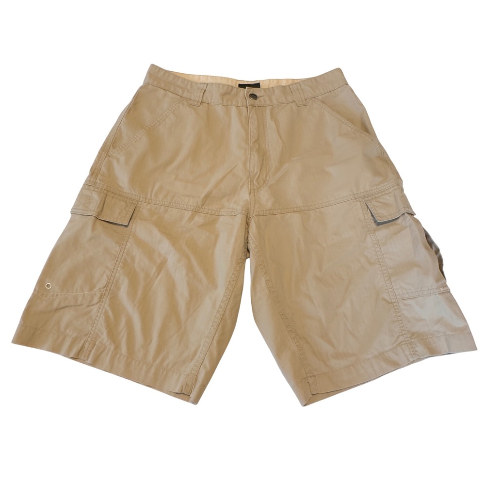 Vtg Op Ocean Pacific Mens Tan Ripstop Cargo Shorts Sz 32 Cotton Utility Pockets